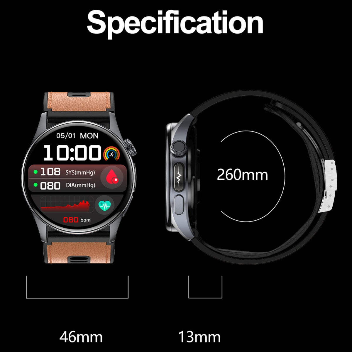 Coxsmart CXS200 Air-Cuff Blood Pressure & ECG Smartwatch with Remote Monitoring and SOS