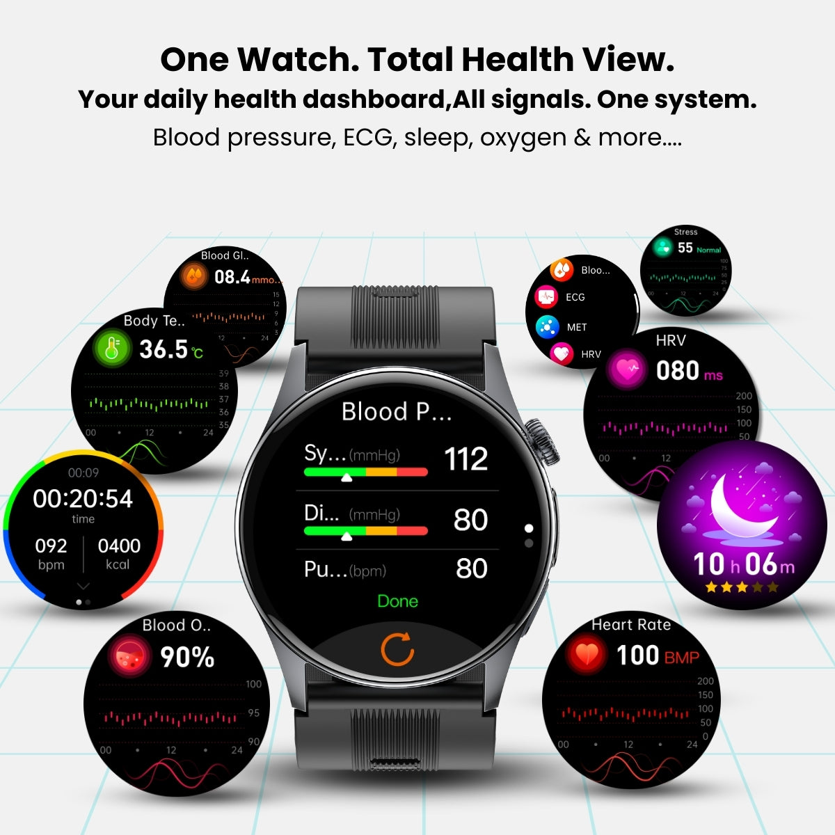 Coxsmart CXS200 Air-Cuff Blood Pressure & ECG Smartwatch with Remote Monitoring and SOS