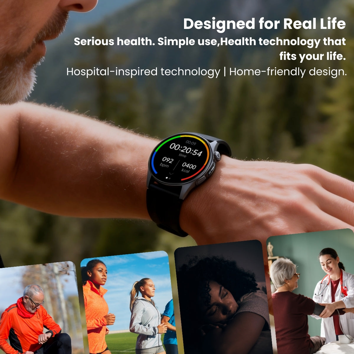 Coxsmart CXS200 Air-Cuff Blood Pressure & ECG Smartwatch with Remote Monitoring and SOS