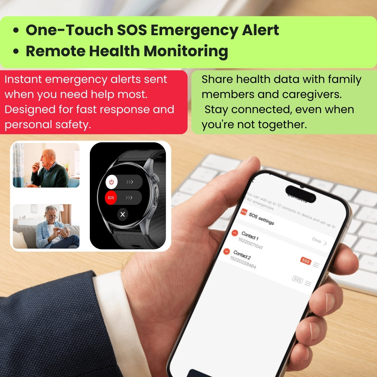 Coxsmart CXS200 Air-Cuff Blood Pressure & ECG Smartwatch with Remote Monitoring and SOS