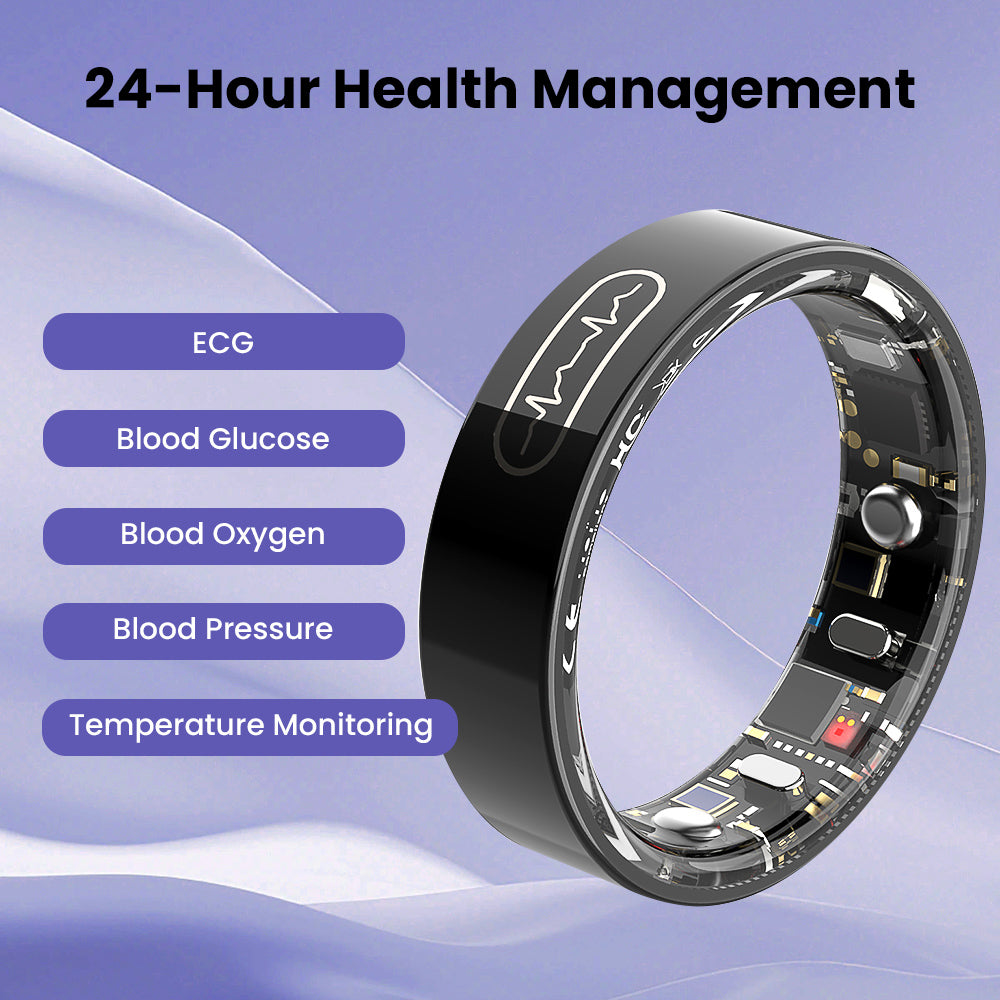 Coxsmart R09 Blood Glucose ECG/EKG Blood Pressure Monitoring AI Health Analysis Smart Ring