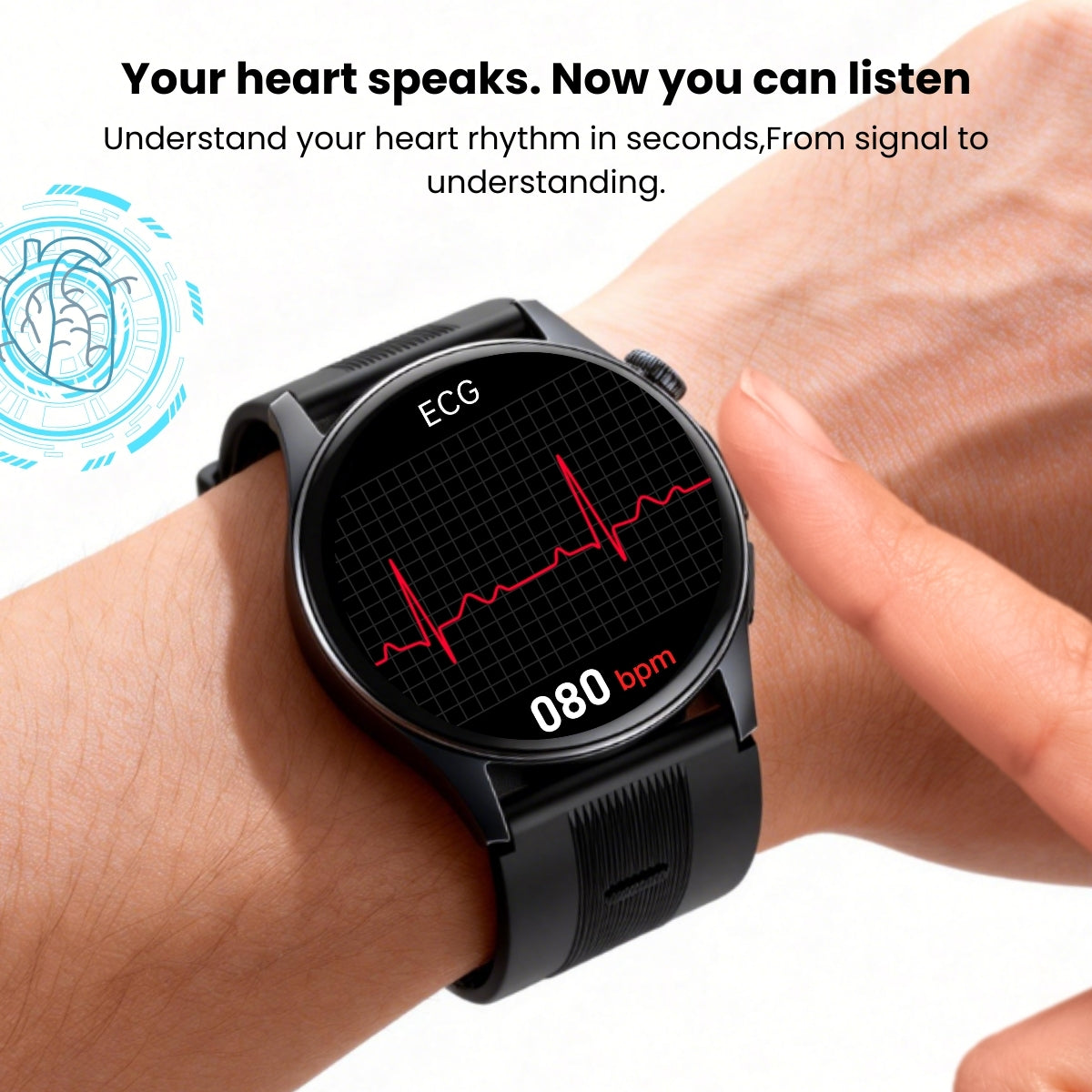 Coxsmart CXS200 Air-Cuff Blood Pressure & ECG Smartwatch with Remote Monitoring and SOS