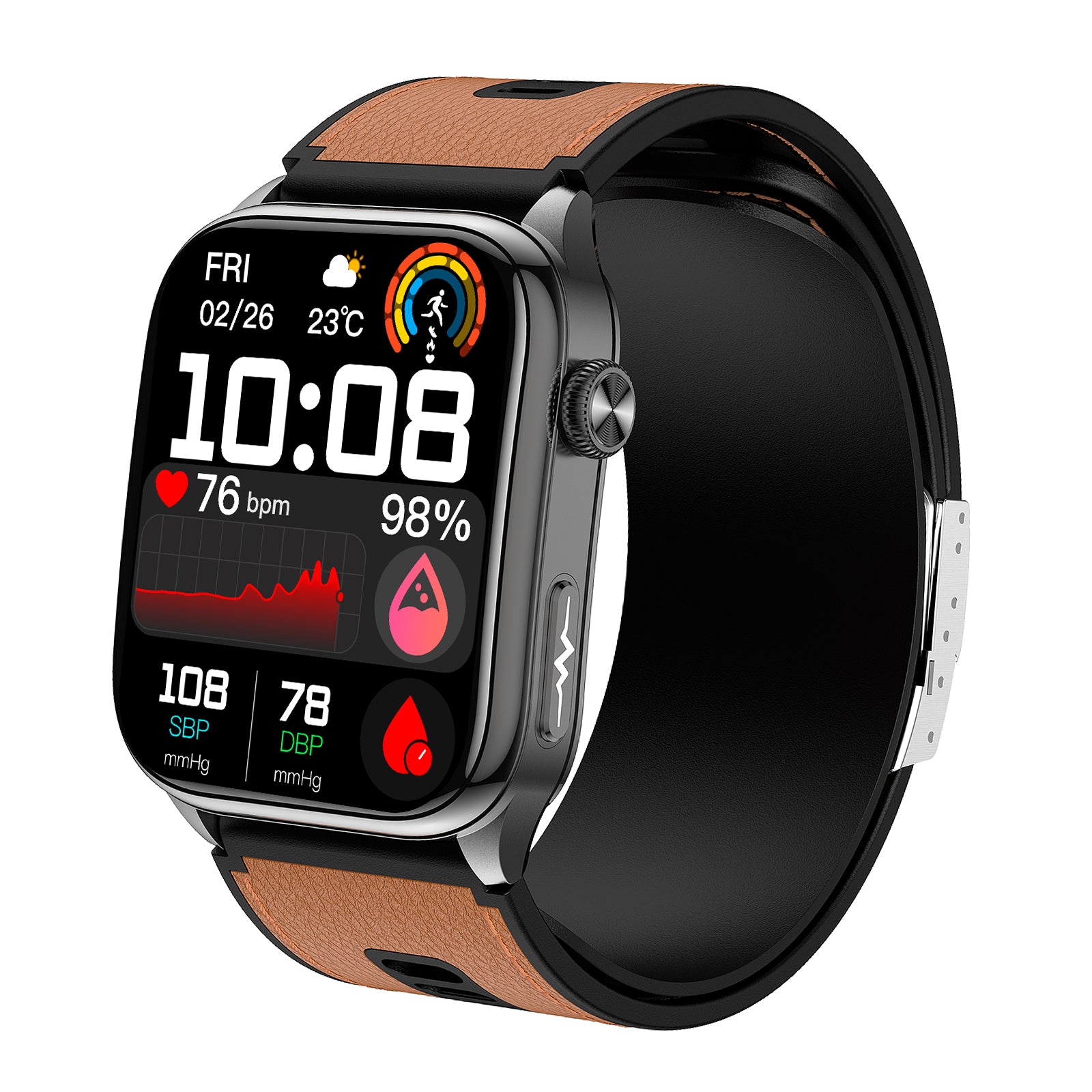 CXS10 Air Pump Blood Pressure Watch – ±3mmHg Precision ECG Smartwatch