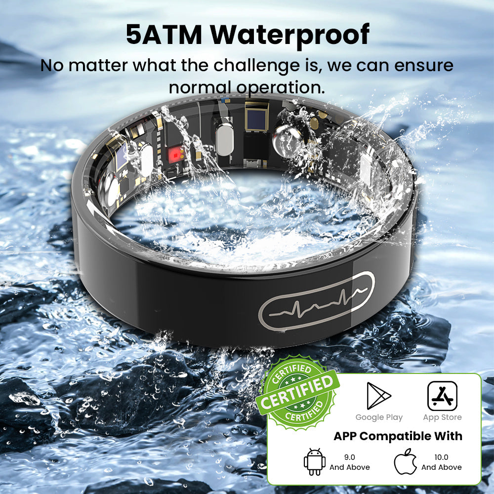 Coxsmart R09 Blood Glucose ECG/EKG Blood Pressure Monitoring AI Health Analysis Smart Ring