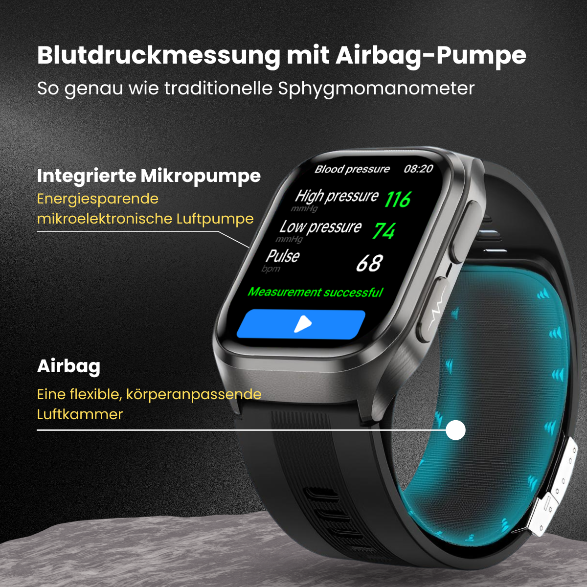 CXS17 Smartwatch mit Luftkissen-Blutdruckmessung